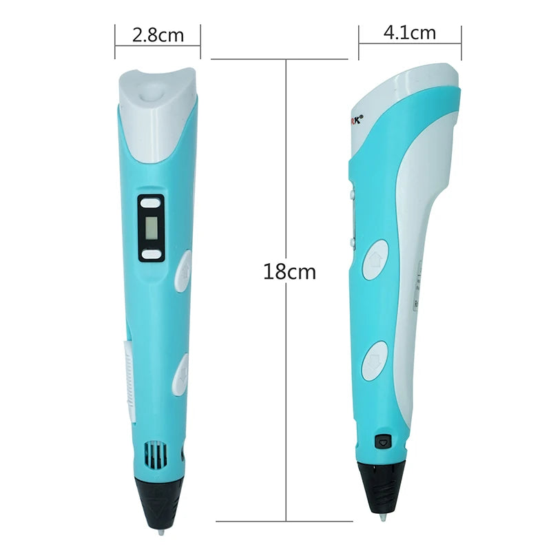 3D Pen 3D DIY Drawing Pen With LCD Screen Compatible PLA Filament Toys Safe 3D Pen for Children Kids Christmas Birthday Gift Peaceful Pleasures Health and Wellness