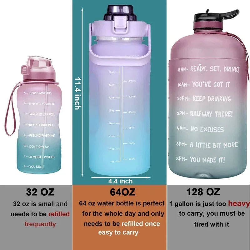 2L Motivational Sports Water Bottle | BPA-Free Tritan & Straw