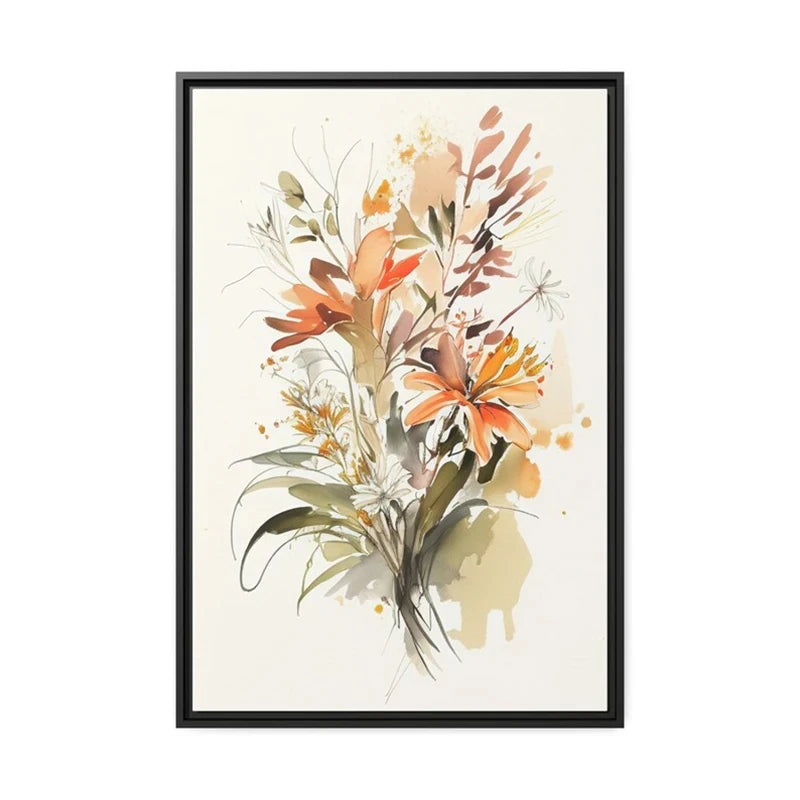 Colorful Flowers Watercolor Canvas Wall Art Print | Unframed