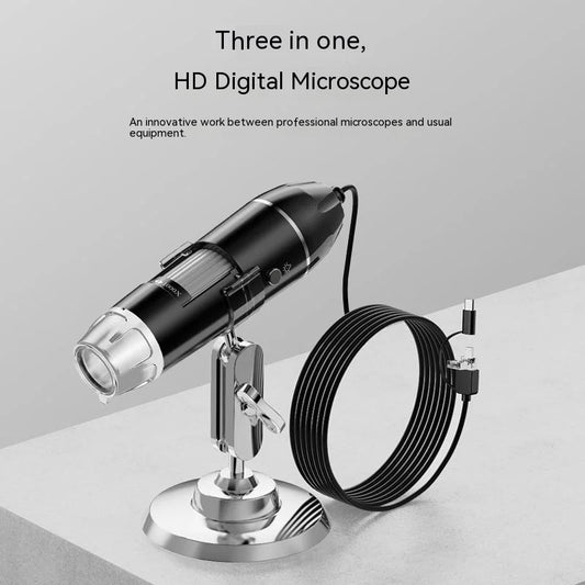 1600X Wifi Electronic Digital Usb Interface Electron Stereo Microscopes 8 Led Bracket for Android Ios Pc Three In One Portable Peaceful Pleasures Health and Wellness Without bracket
