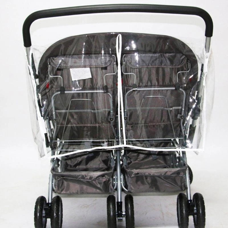 Twin Stroller Rain Cover – Clear PVC Windproof Dust Shield