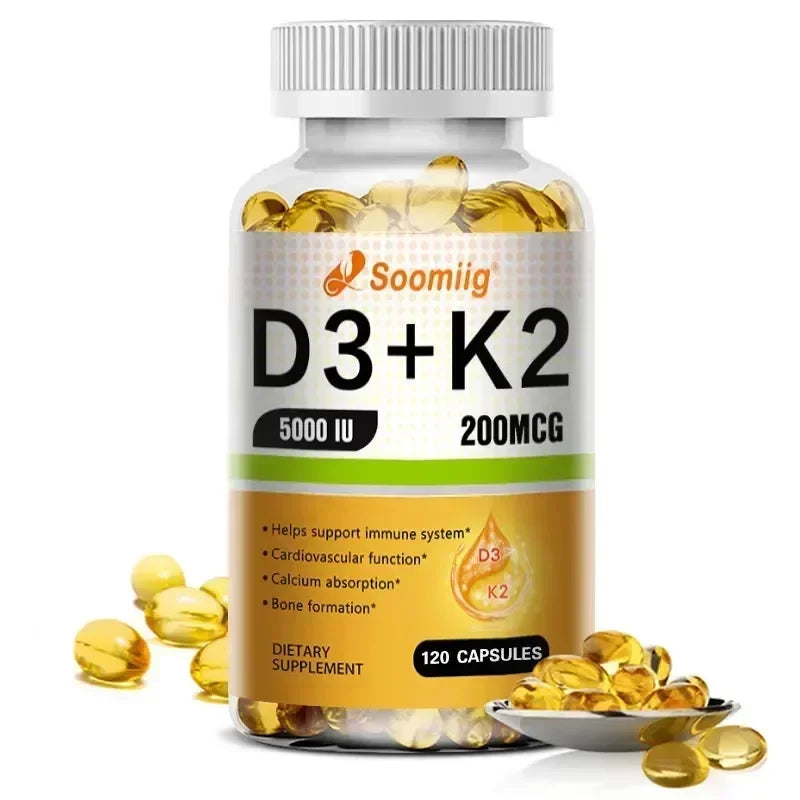 Vitamin D3 5000IU + K2 MK-7 200mcg Capsules | Bone & Immune