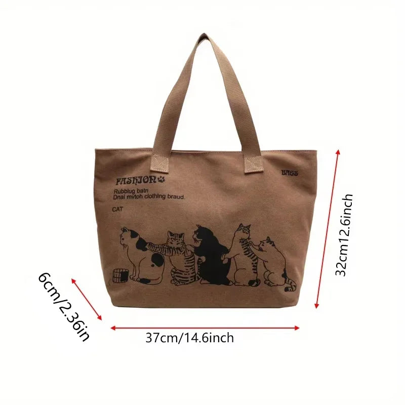 Women's Canvas Tote Bag – Spacious Zipper Shoulder Bag