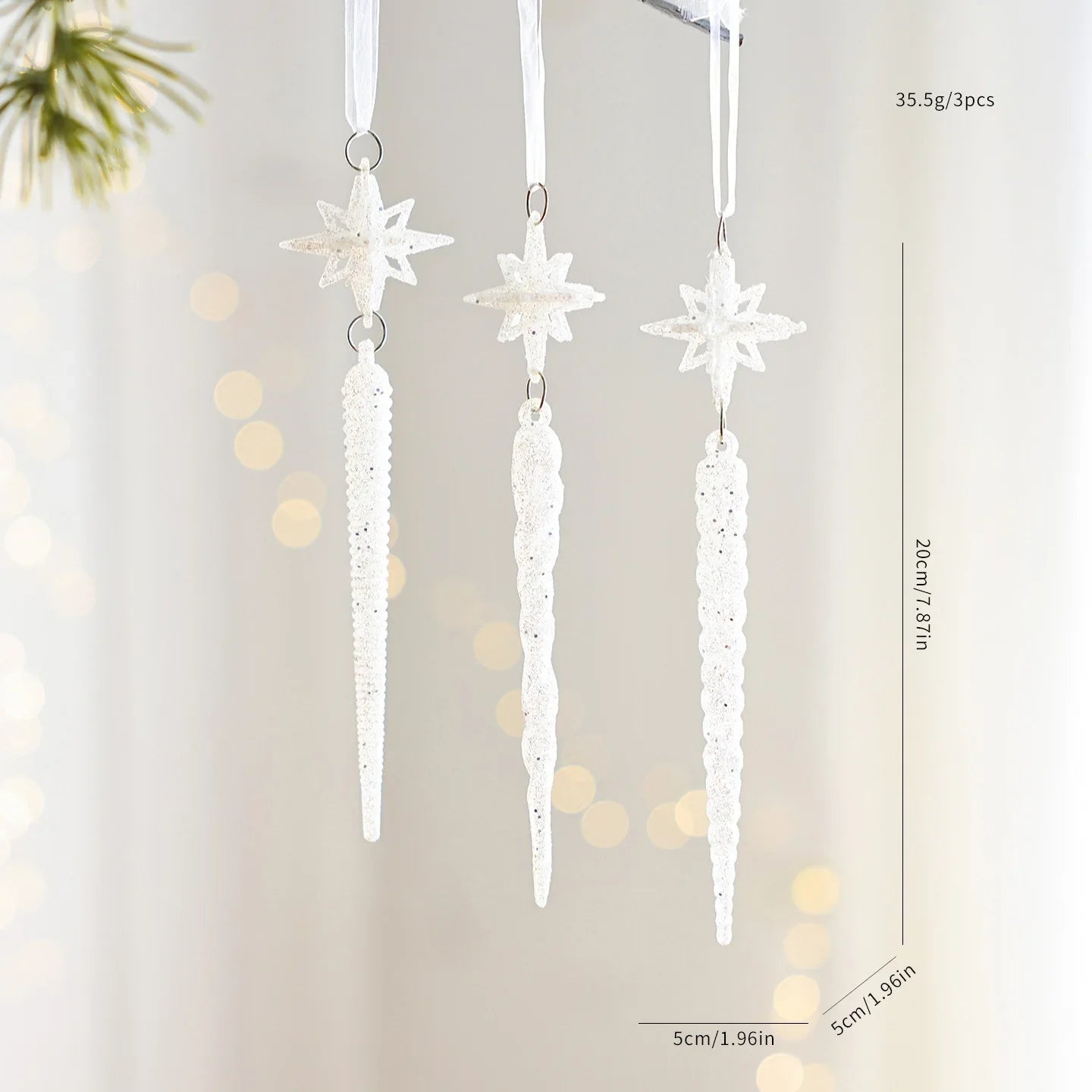 White Christmas Tree Hanging Ornaments – Candy, Chime & Wreath