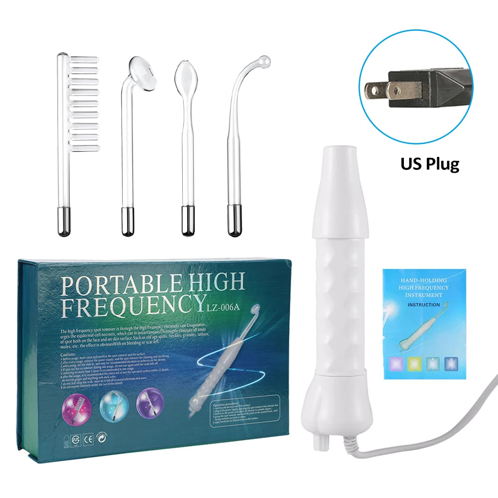 Electrotherapy Wand High Frequency Electrode Glass Tube Wand for Face Skin Tightening Machine Facial Acne Spot Wrinkles Remover Peaceful Pleasures Health and Wellness US Plug