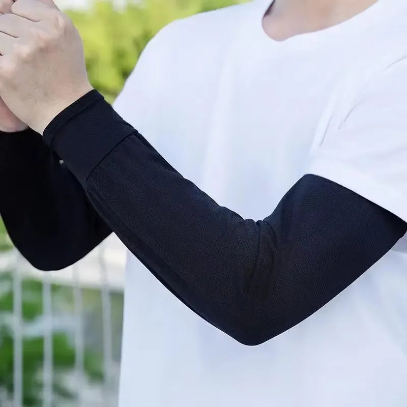 Ice Silk UPF 50+ Sun Protection Arm Sleeves – Unisex Peaceful Pleasures Health and Wellness Black