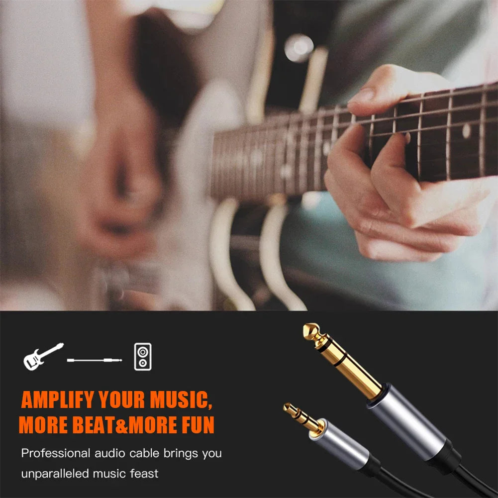 3.5mm to 6.35mm Stereo TRS Audio Cable – AUX Adapter 1M–3M