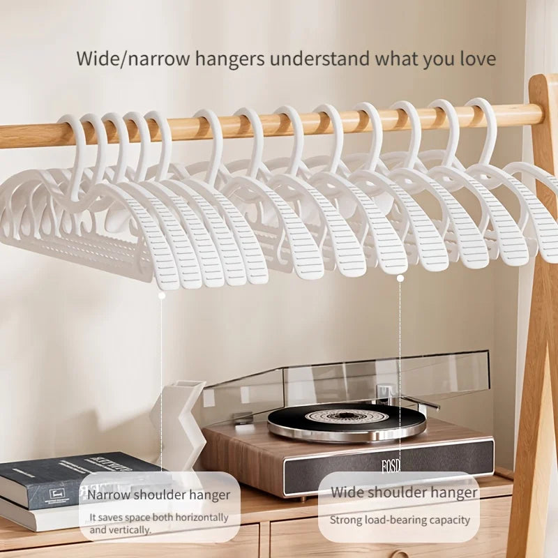 10-Pack Wide Shoulder Non-Slip Clothes Hangers | Space-Saving Clothes Hangers Peaceful Pleasures Health and Wellness