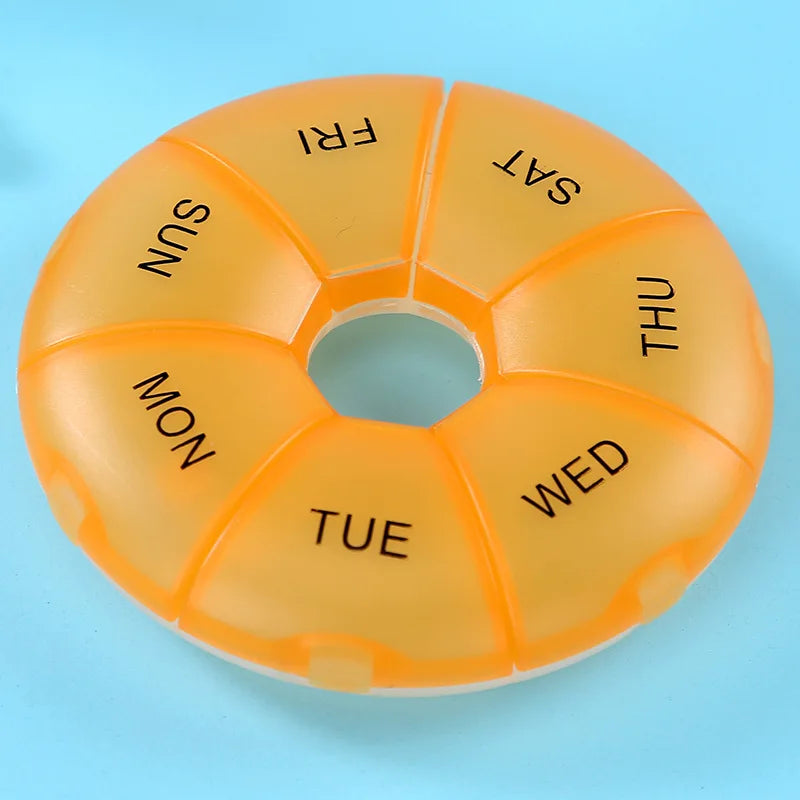 7-Day Weekly Pill Organizer | Portable Round Travel Pill Case