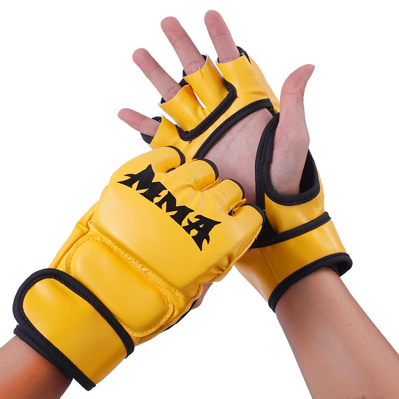 PU Boxing Training Gloves – Unisex Taekwondo Hand Gear Boxing Training Gloves Peaceful Pleasures Health and Wellness Yellow