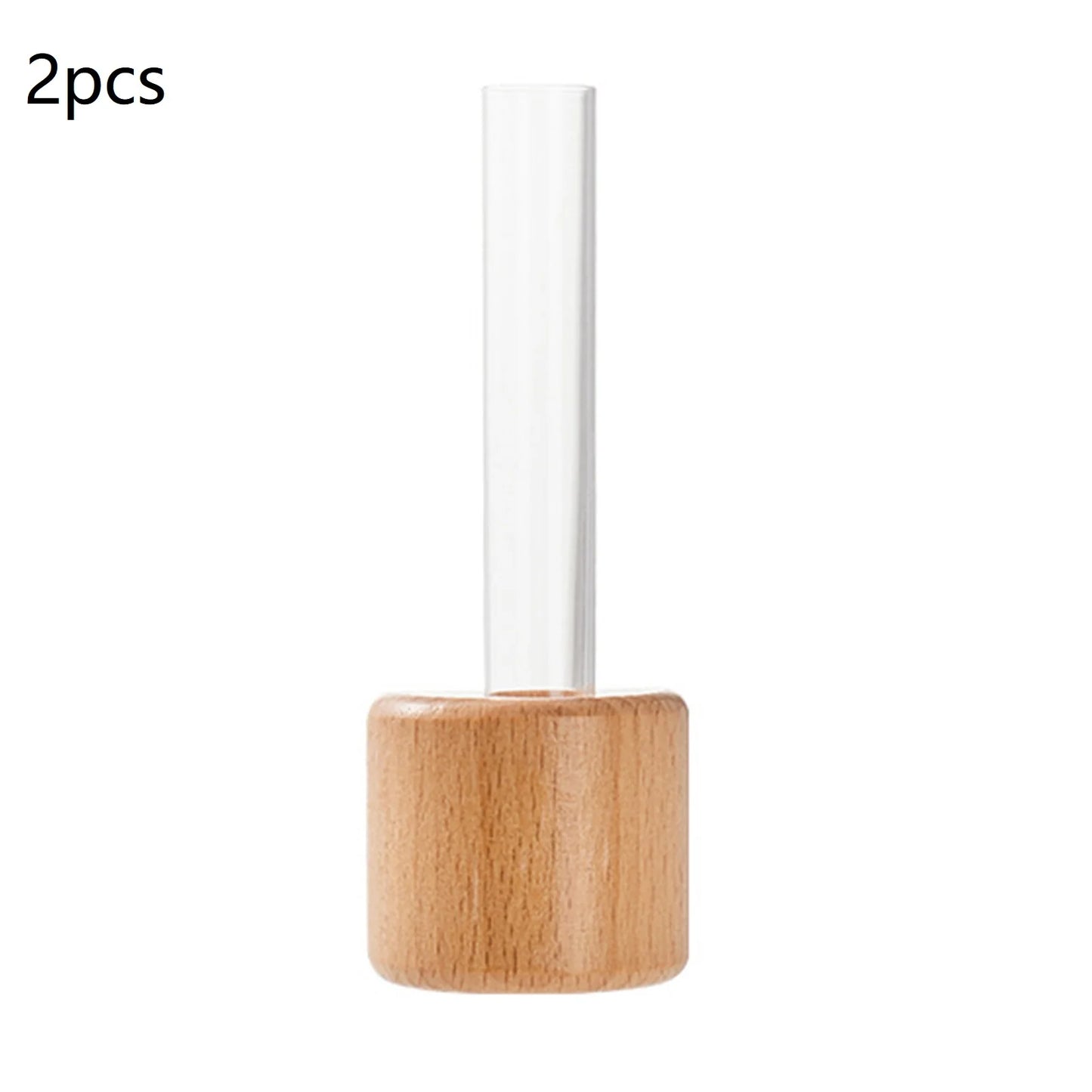 Mini Test Tube Glass Vase Wooden Magnetic DIY Hydroponic Plant Flower Arrangement Ornament Container Hanging Bonsai Decorating Peaceful Pleasures Health and Wellness 2pcs