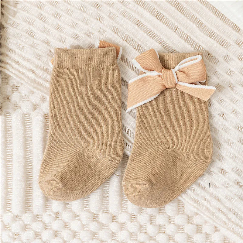 Baby Girls Cotton Bow Socks | Princess Style | Ages 0–5
