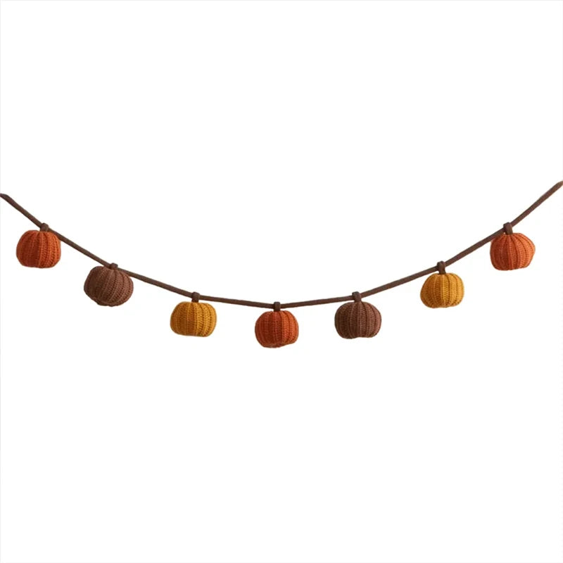 Knit Pumpkin Garland – Fall Mantel & Halloween Décor