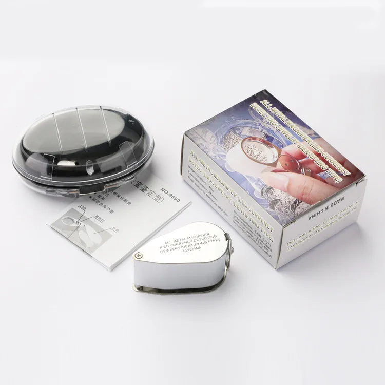Foldable Portable Magnifier Handheld Gift Box, 40X Magnifying Glass with Led Money Detector Light Peaceful Pleasures Health and Wellness