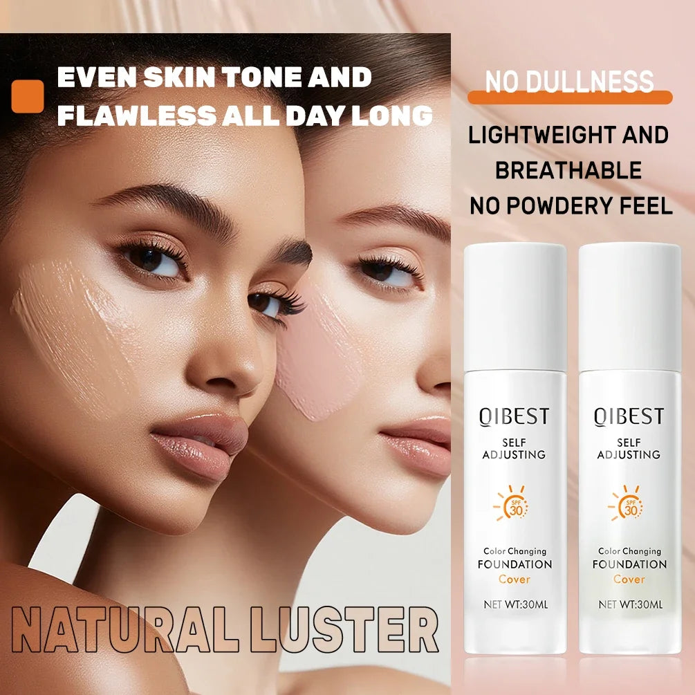 QIBEST Liquid Foundation Hydrating Medium Full Coverage Concealer SPF 30+ Long Wearing Waterproof Foundation Natural Makeup Peaceful Pleasures Health and Wellness