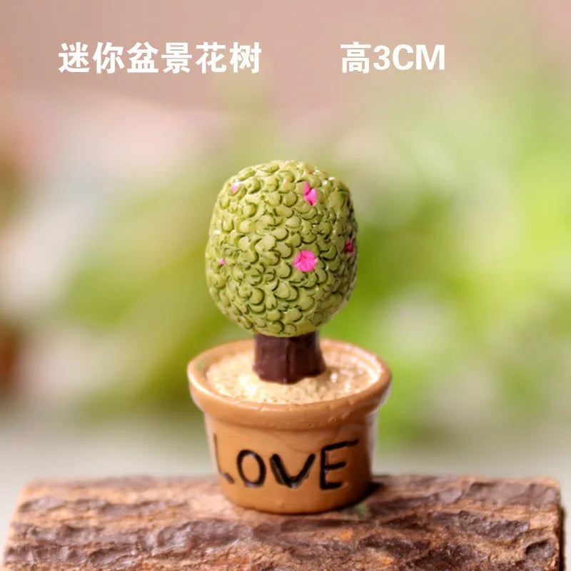 Kawaii Mini Resin Cactus Figurine | DIY Dollhouse Décor