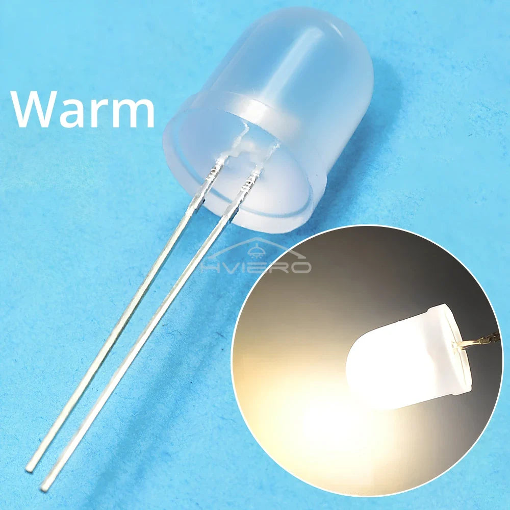 250/500PCS 10mm Diffused LED Beads – Ultra Bright Bulbs