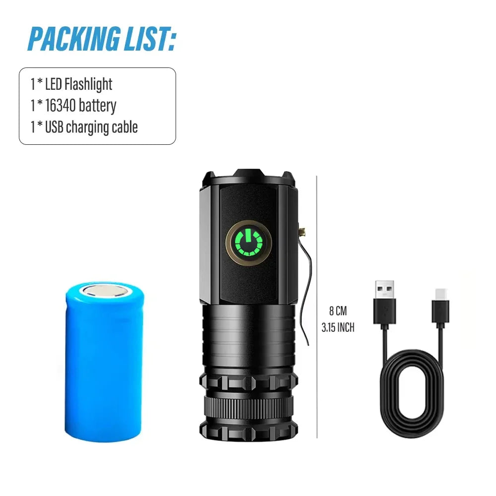 ESMARTER Mini 3-LED Rechargeable Flashlight | 1800 Lumen Type-C