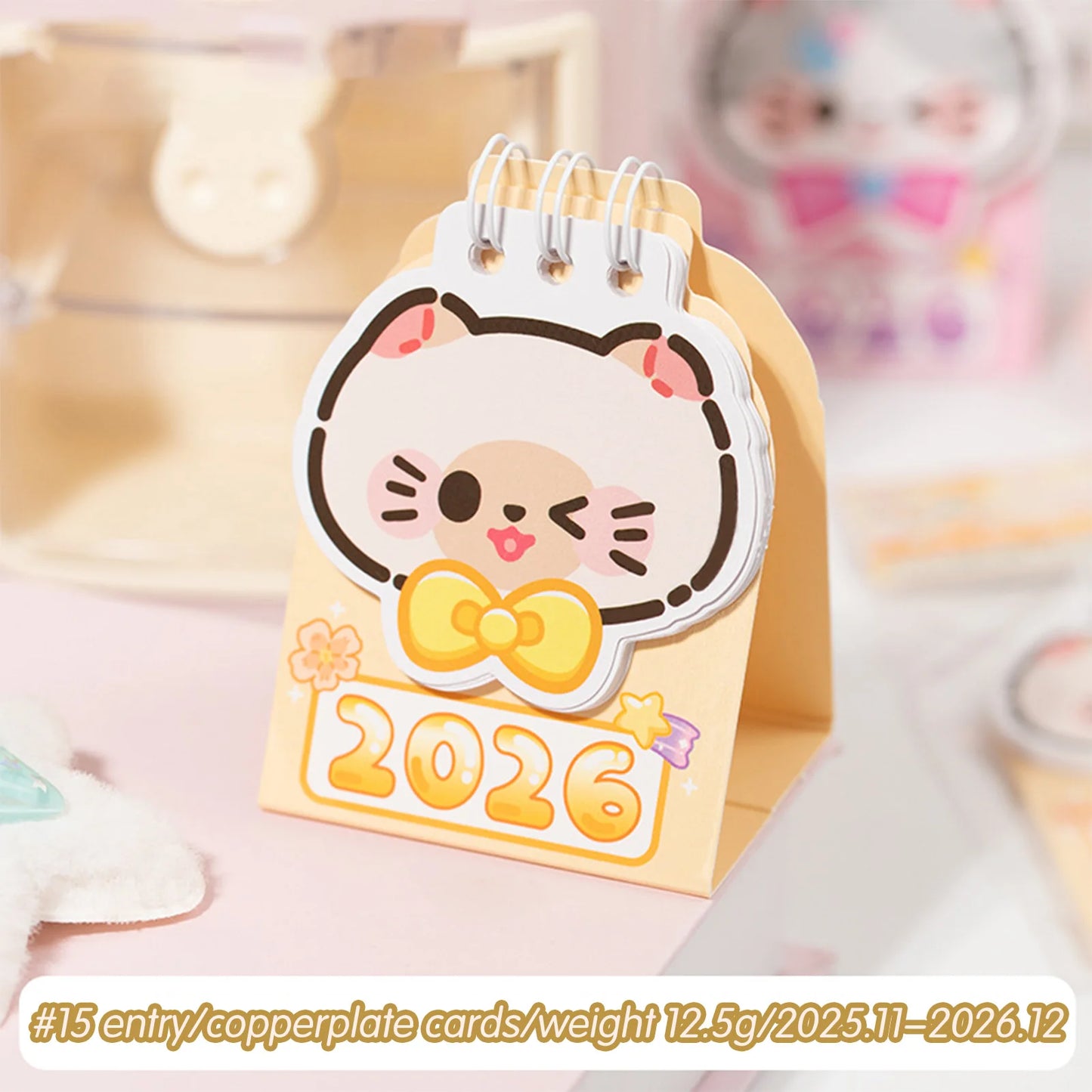 Year 2026 Small Kitty Calendar Desktop Memo Organizer Clear Printing Compact Kitty Planner Daily Planner Desktop Calendar Peaceful Pleasures Health and Wellness