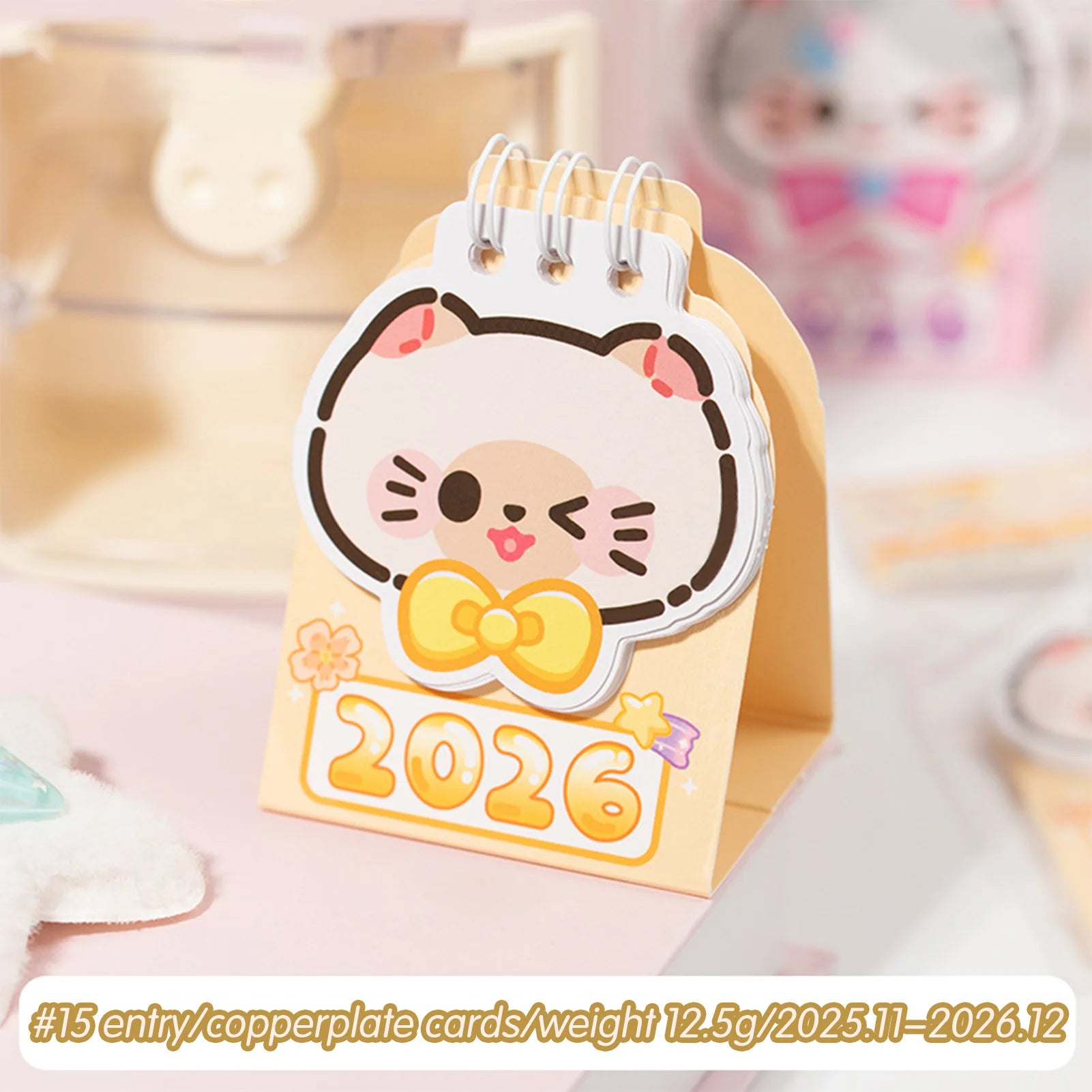 Year 2026 Small Kitty Calendar Desktop Memo Organizer Clear Printing Compact Kitty Planner Daily Planner Desktop Calendar Peaceful Pleasures Health and Wellness