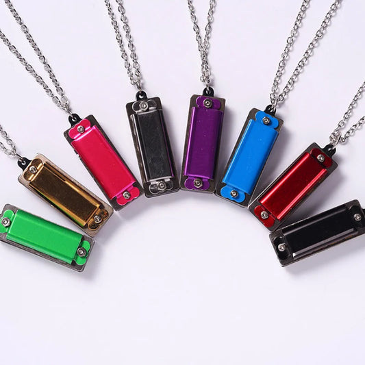 MIni Harmonica Necklace 4 Hole 8 Tone Protable Music Instruments Peaceful Pleasures Health and Wellness Color Random