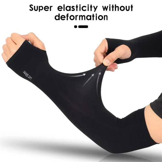 1 Pair Cycling Arm Sleeves Sun UV Protection Long Fingerless Gloves Running Fishing Ridding Golf Game Outdoor Sport Hand Warmers Peaceful Pleasures Health and Wellness