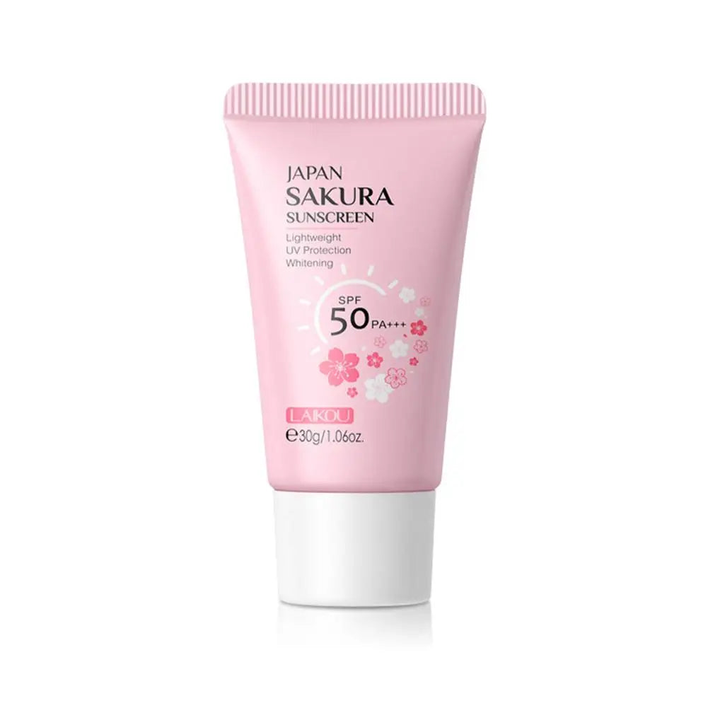 Facial Body Sakura Sunscreen Face Makeup Primer Sunblock Skin Protective Cream Oil-control Moisturizing SPF50 PA+++ Makeup Base Peaceful Pleasures Health and Wellness B 30g