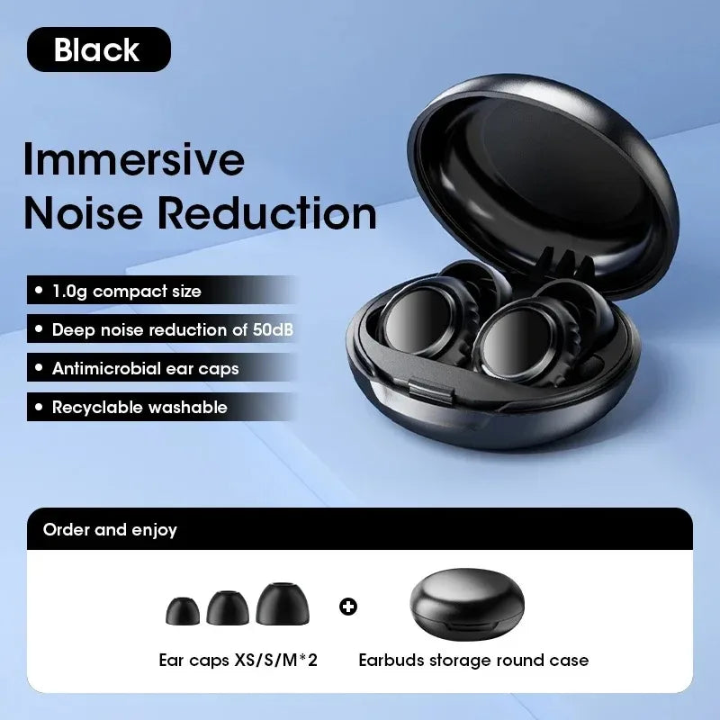 Reusable Silicone Noise Reduction Ear Plugs for Sleeping Concerts Study Travel Peaceful Pleasures Health and Wellness Black