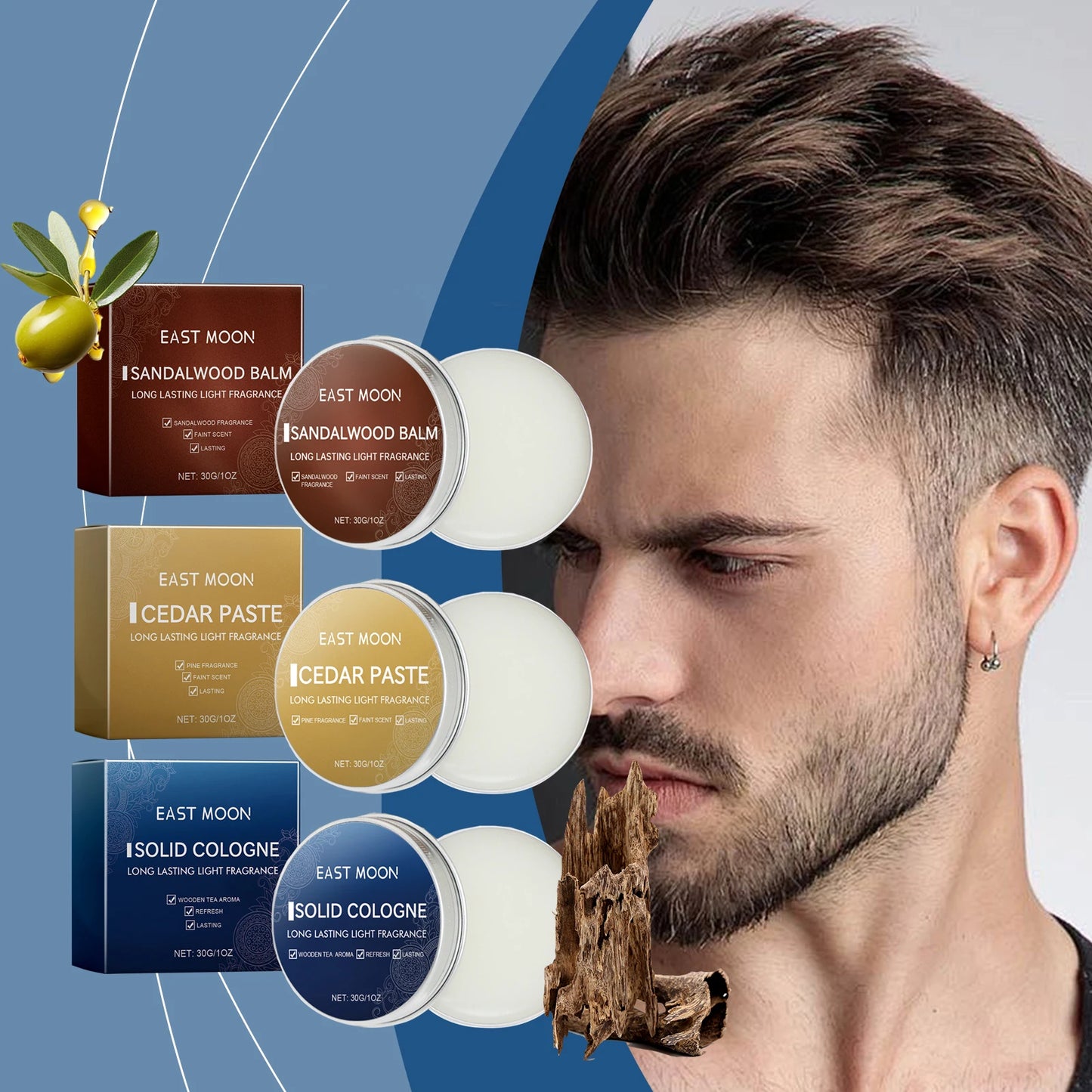 EAST MOON Solid Perfume Balm for Men – Long-Lasting Scent Gift