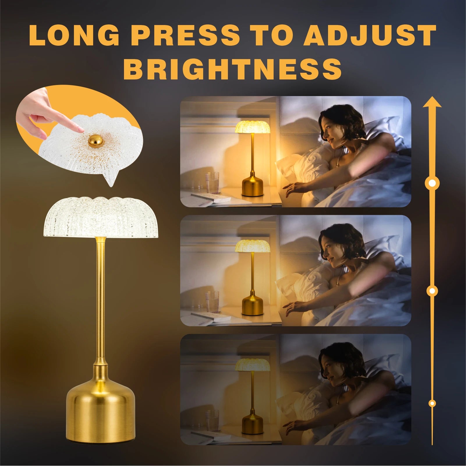 3000mah Retro Bar Table Lamp Restaurant Decoration Lamp LED Rechargeable Desk Light Touch Dimming Night Light Bedroom Lamp Peaceful Pleasures Health and Wellness