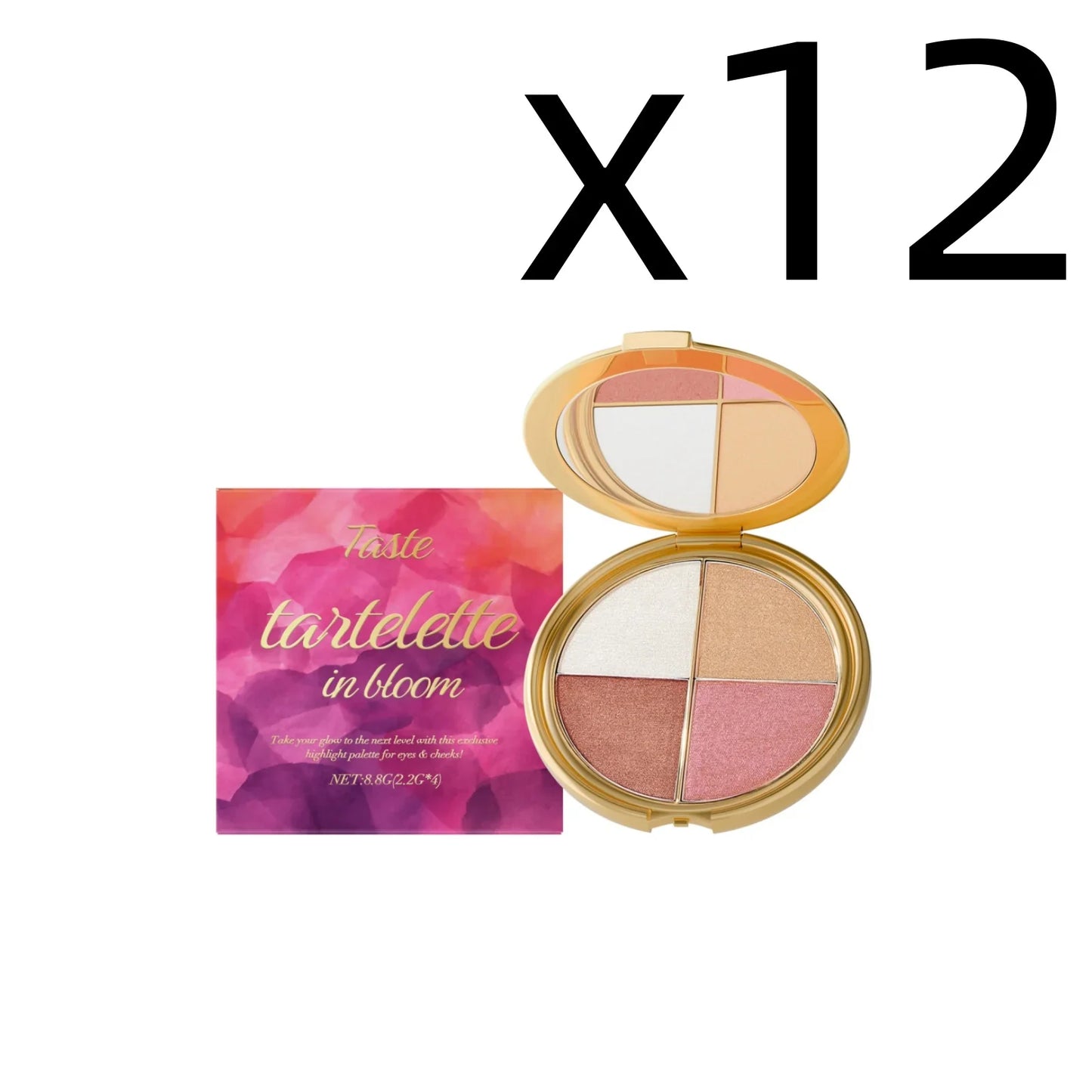 4-Color Highlight Powder Blush & Eyeshadow Palette | Natural Glow