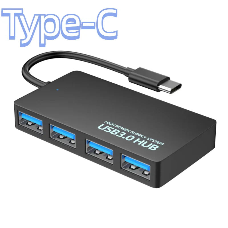 USB 3.0 4-Port Hub Adapter – High Speed Plug & Play Splitter