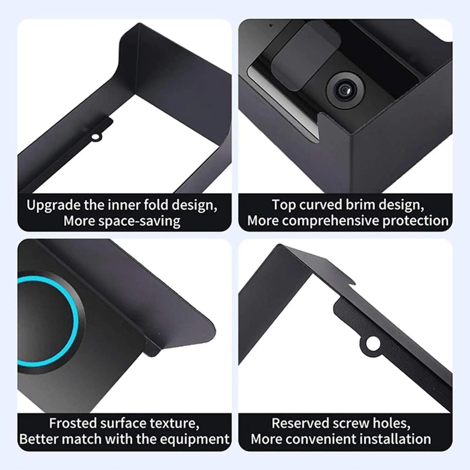 Steel Ring Doorbell Protector, Waterproof Anti-Glare Rain Cover, Windproof Weather-Blocking Cover for Visual Doorbell Peaceful Pleasures Health and Wellness