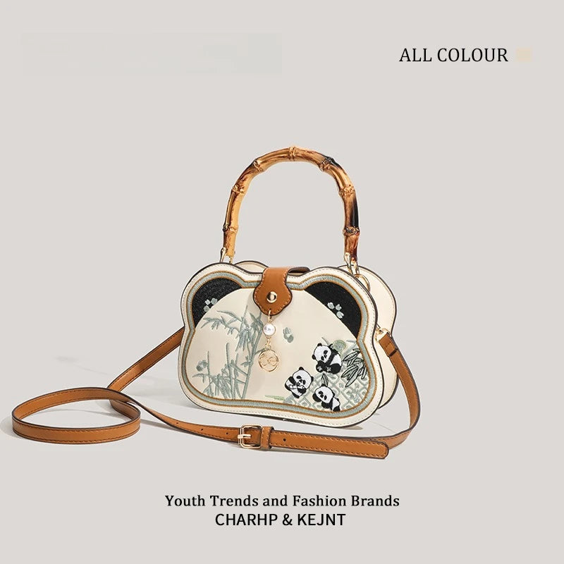 Panda Bamboo Crossbody Bag | Chinese Vintage Shoulder Handbag