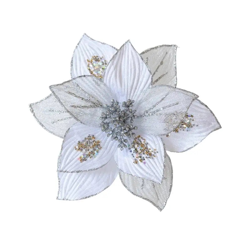 Glitter Magnolia Artificial Flowers | Flexible Stems 24cm