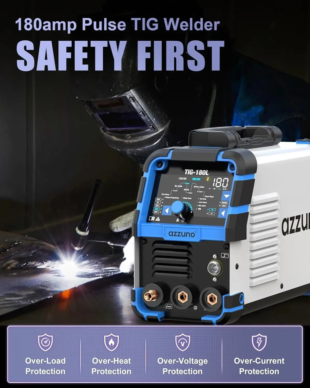 180Amp TIG Welder with Pulse & Cold Modes, Large LED Display, 5-in-1 DC HF/Stick Welding, Dual Voltage 110V&220V Peaceful Pleasures Health and Wellness