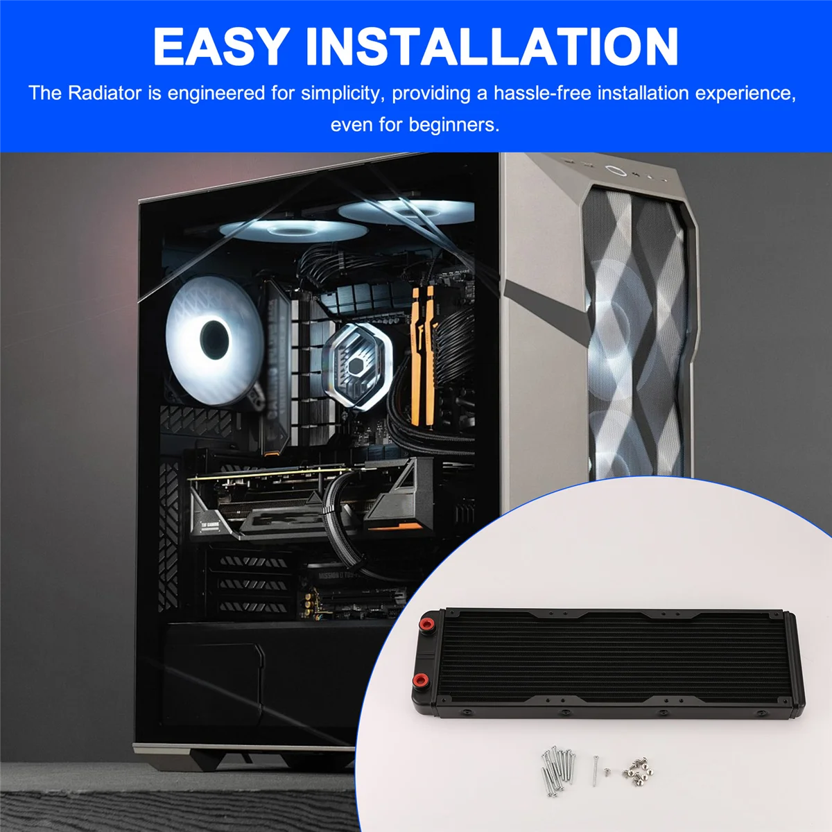 360mm Aluminum Water Cooling Radiator 18-Pipe PC Liquid Cooler Peaceful Pleasures Health and Wellness
