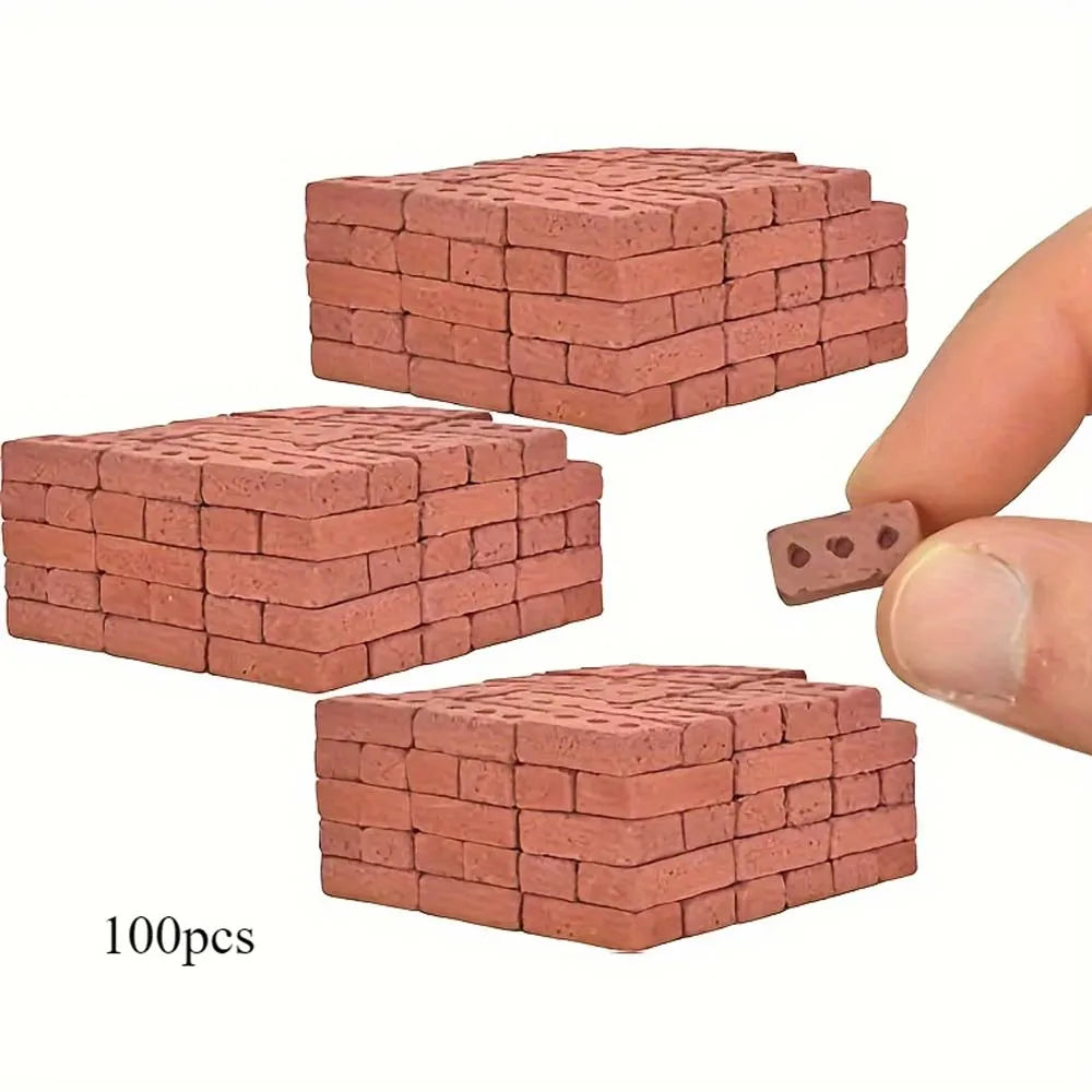 Mini Red Bricks 100/200pcs – DIY Fairy Garden Miniature Decor