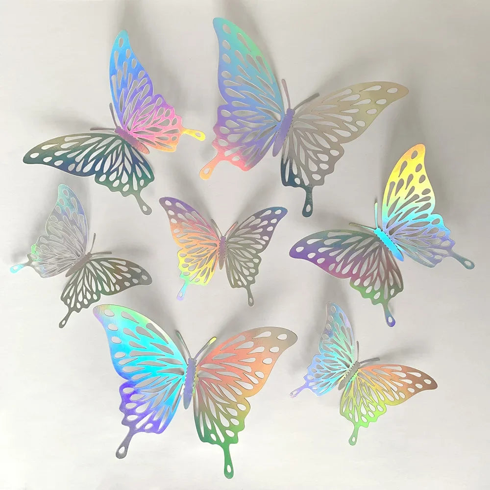 12pcs 3D Laser Butterfly Wall Stickers – Party & Room Décor