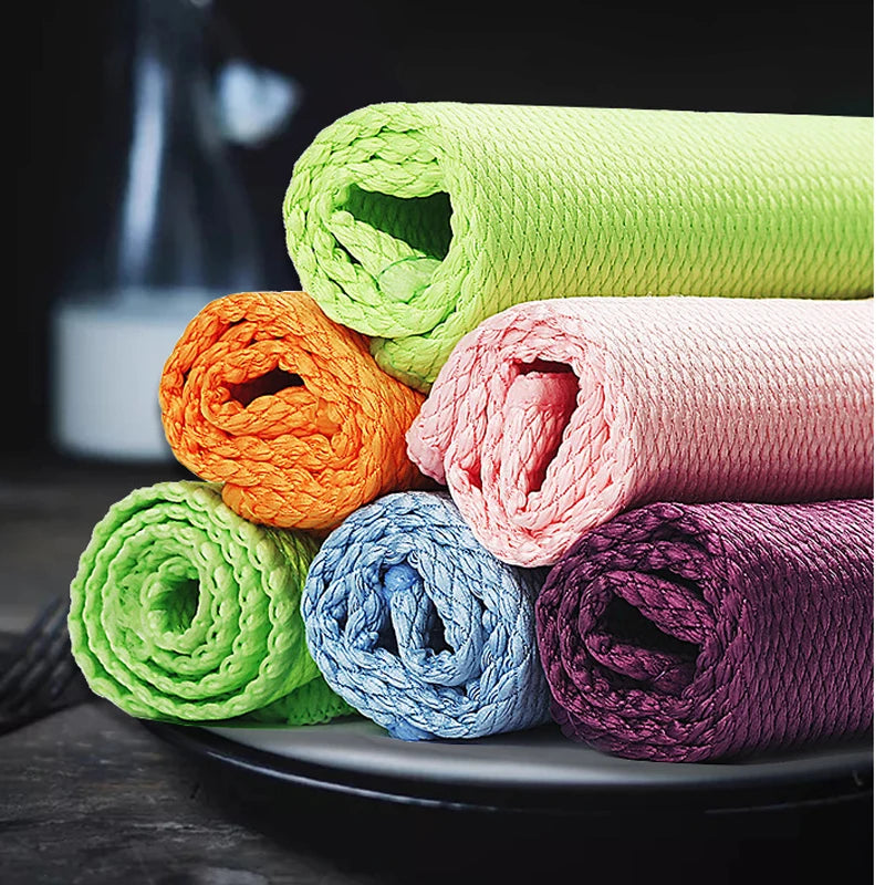 1/5/10Pcs Kitchen Towel Dish Cloth Absorbable Glass Microfiber Cloth Cleaning Wipes Window Car Towel Rag Kitchen Accessories Peaceful Pleasures Health and Wellness