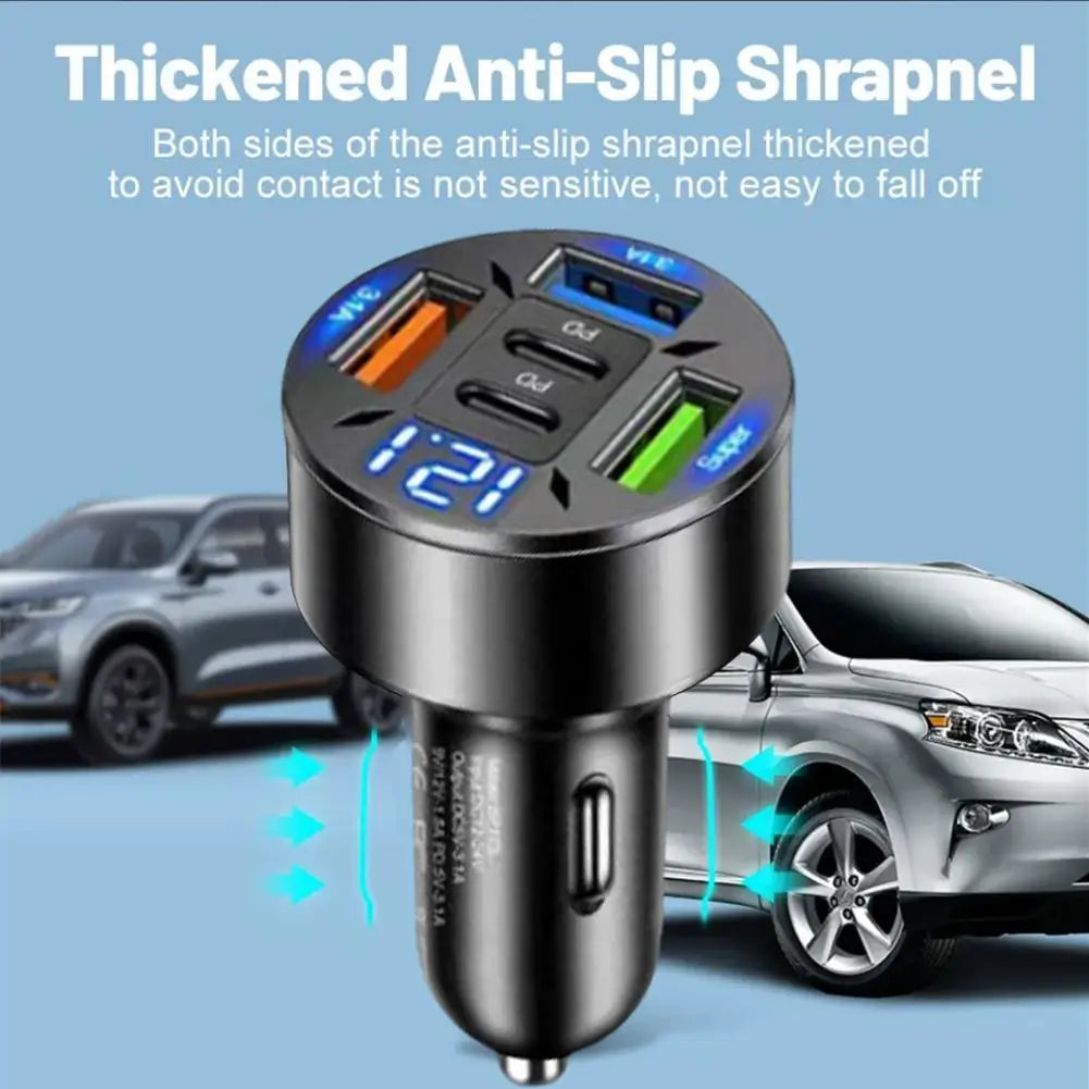 250W 5 Ports Car Charger Fast Charging 2PD QC3.0 3USB C Car Phone Charger Adapter With Voltage For iPhone Samsung Huawei Xiaomi Peaceful Pleasures Health and Wellness