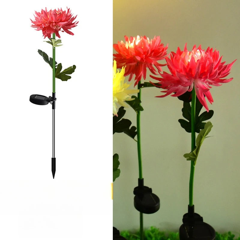 Solar Garden Lamp Solar Flowers Lights Solar Powered Chrysanthemum LED Lawn Light Outdoor Garden Decor Perfect for Yard Fence Peaceful Pleasures Health and Wellness pink 1 piece