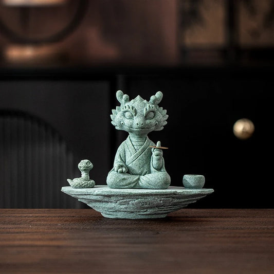 Alabaster Dragon-Snake Tea Pet & Incense Base | Feng Shui Decor Feng Shui Figurine Peaceful Pleasures Health and Wellness