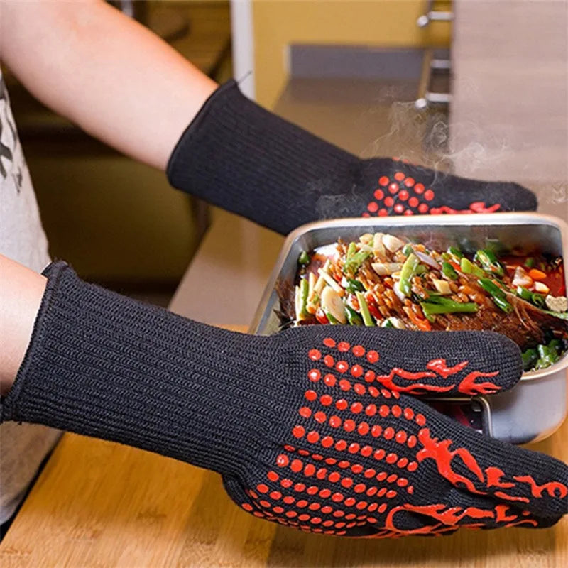 Heat Resistant BBQ Gloves Up to 932℉ Fireproof Oven Mitts with Anti Slip Grip for Grilling Baking Cooking Kitchen Safety Peaceful Pleasures Health and Wellness