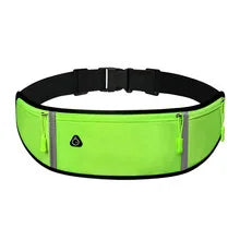 Outdoor Running Waist Bag for Mobile Phone Light and Thin Fitness Cycling Water Bottle Waist Bag with Three Waterproof Pockets Peaceful Pleasures Health and Wellness green