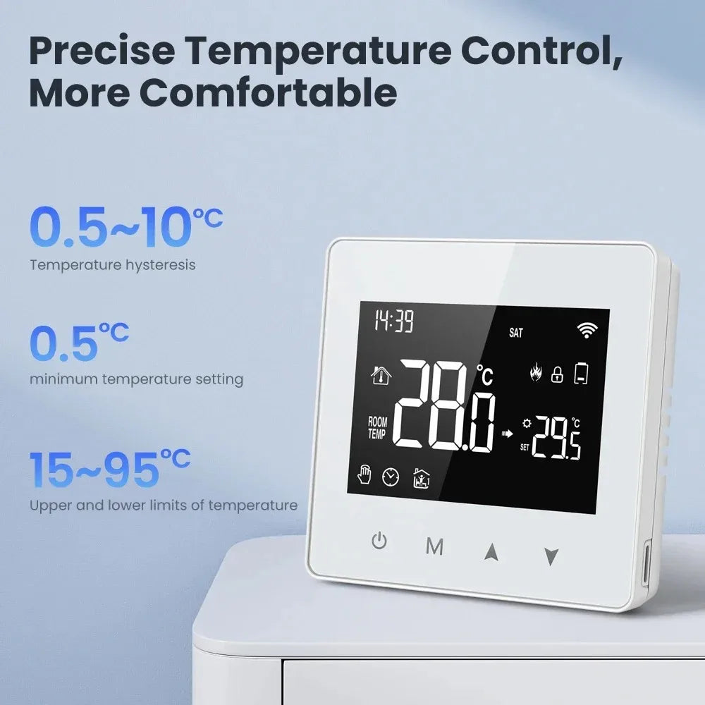 Smart WiFi Thermostat Battery Powered Tuya Compatible with Alexa Google Home For Gas Water Boiler Heating System Peaceful Pleasures Health and Wellness