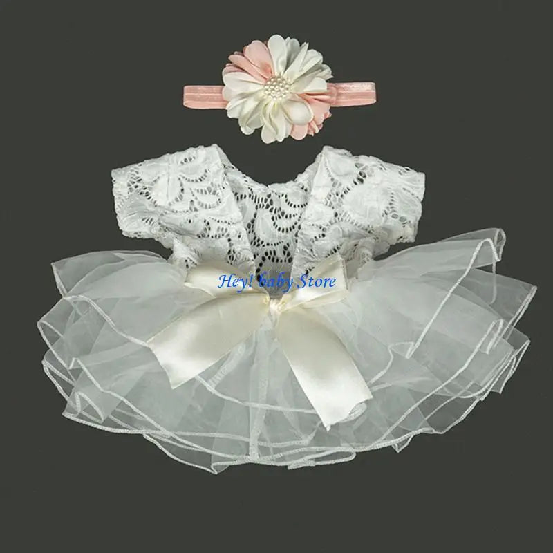 Baby Girl Photography Outfit – Lace Skirt & Flower Headband
