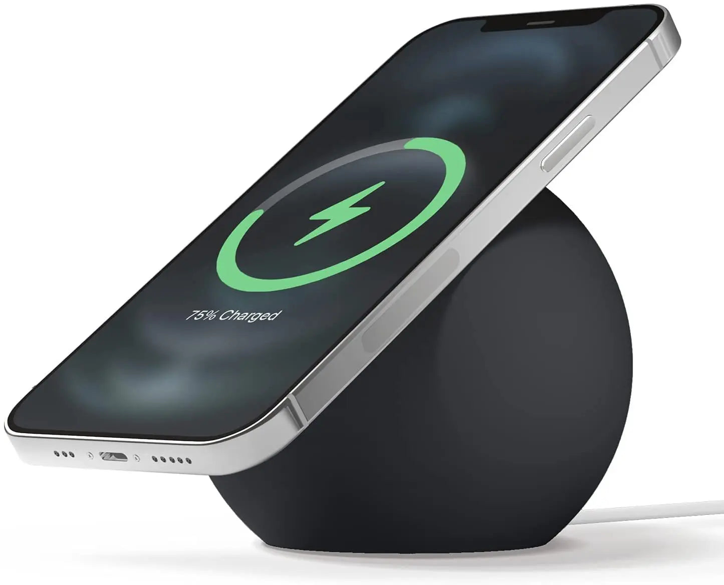 2026 Magnetic Wireless Charging Desk Ball Shape Silicone Holder Stand For Magsafe iPhone 15 14 13 12 Pro Charger Dock Station Peaceful Pleasures Health and Wellness 5BF058-Black