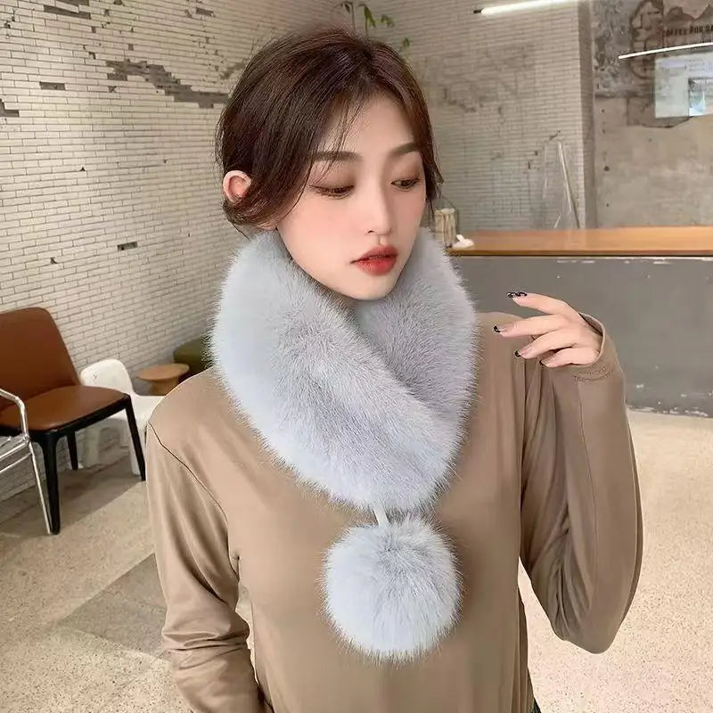 Women's Velvet Faux Fur Collar Scarf – Soft, Warm & Elegant