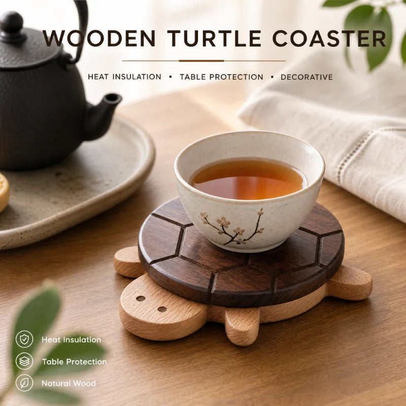 Creative and Cute Shape Black Walnut Solid Wood Turtle Insulation Mat Kettle Tea Coaster Tableware Anti-scald Table Ornaments Peaceful Pleasures Health and Wellness